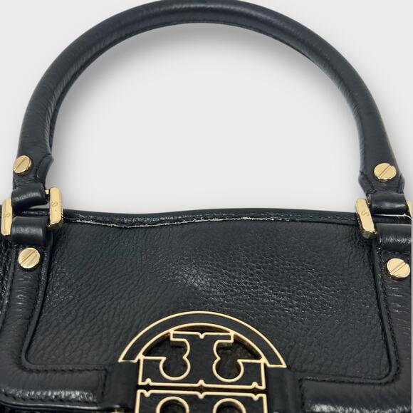 Tory Burch Amanda Mini Satchel Bag Black Pebbled Leather Crossbody - Picture 16 of 16